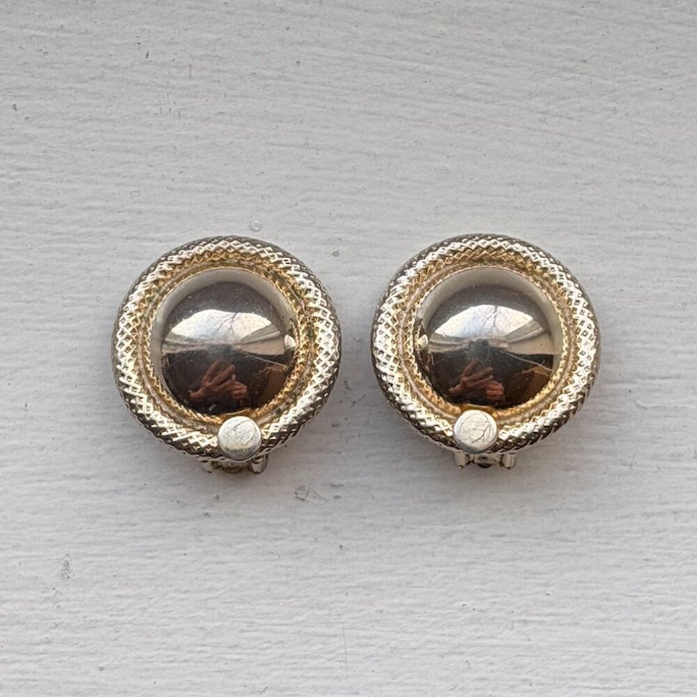 Goldtone Metal Round Clip-On Earrings